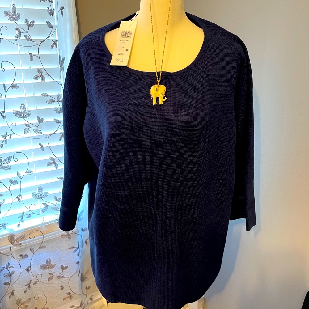 NWT: Midnight Bateau Neck Box Top - Size 1X